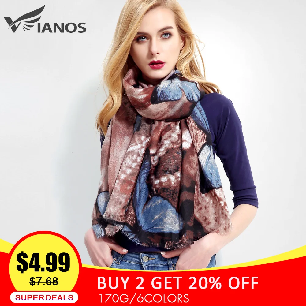 

[VIANOSI] Brand Design Women Scarf Foulard Femme Print Butterfly Cotton Winter Scarfs Bandana Scarf VR001