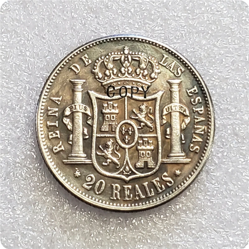 1859 Испания 20 Reales-Isabel II копия монеты
