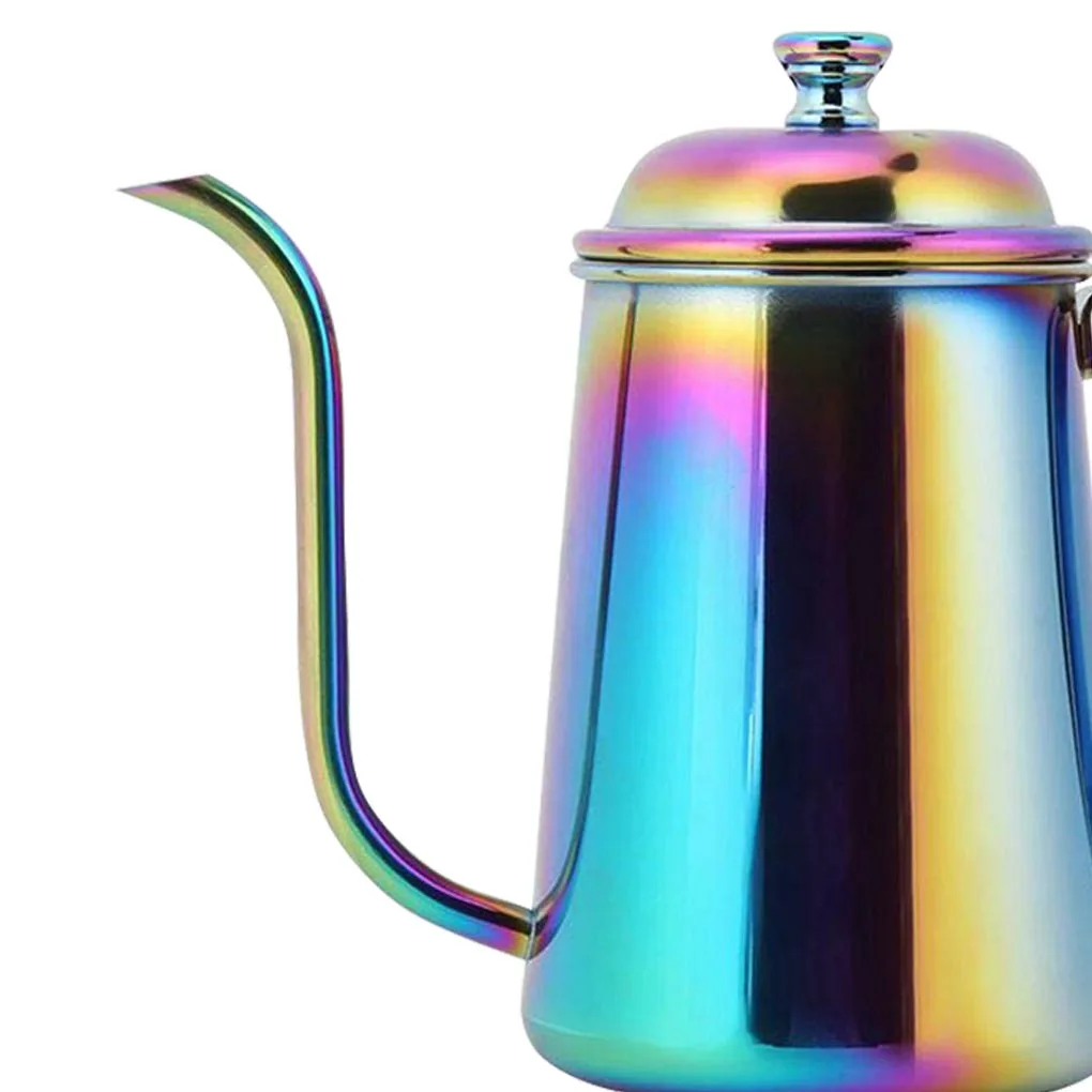 Кофейник из нержавеющей стали, чайный чайник, гусиная шея, капельный кофейник, чайник для кафе, дома, 650 мл-цветной тонкий горшочек