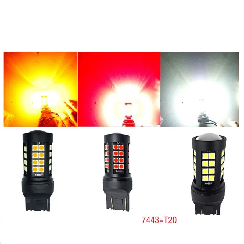 2 шт. T20 7443 7440 W21/5 Вт 33 SMD 3030 светодиодный красный, белый автомобильные габаритные огни стоп-сигналы противотуманные Автомобильные фары поворотники белый цвет красный, желтый 12V
