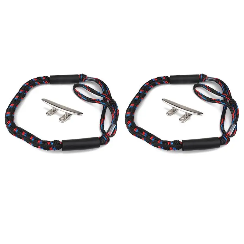 2Pcs 4inch 4/5/6 дюймовые рыболовные плоскогубцы из нержавеющей стали, 316 лодка морской швартовочный бутсы с 4ft банджи док-станция для линии док веревка 1 шт./2 шт - Цвет: 2Pcs 4inch