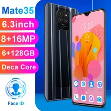 M35 Pro, 6,3 дюйма, 4G, смартфон, 6 ГБ ОЗУ, 128 Гб ПЗУ, экран капли воды, мобильный телефон, Распознавание отпечатков пальцев и лица, Разблокировка мобильного телефона