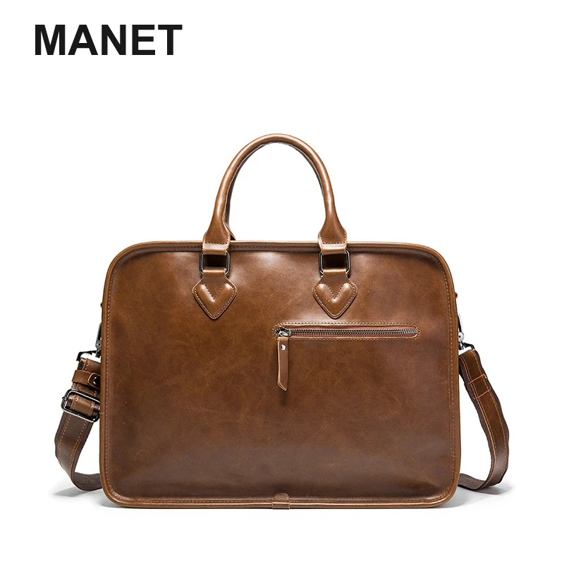 MANET винтажные трендовые мужские сумки портфель деловая сумка через плечо для