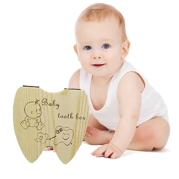 

Wooden Baby Tooth Box Organizer Milk Teeth Storage Umbilical Lanugo Save Collecting Baby Souvenirs Keepsakes Gift