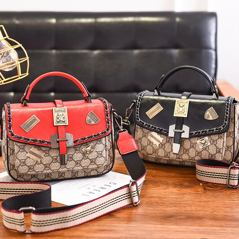 

3 New Style Webbing WOMEN'S Bag Europe And America Fashion Printed Shoulder Bag Versatile Shoulder Square Sling Bag