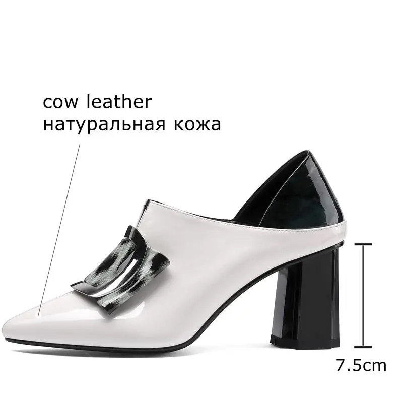 YINKOGET/женские модные туфли из натуральной кожи на высоком каблуке с металлической
