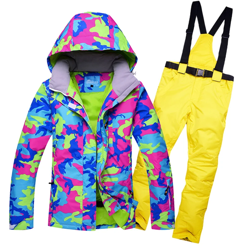 Женский лыжный костюм, популярные бренды, высокое качество, ветрозащитные, водонепроницаемые зимние комплекты, зимняя куртка и штаны, лыжные и сноубордические костюмы