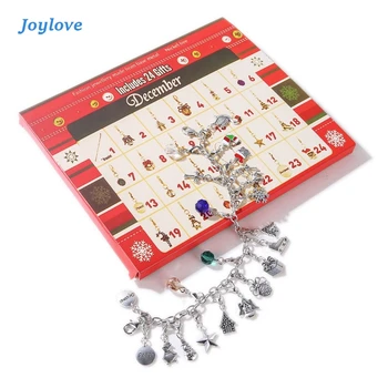 

JOYLOVE Christmas Advent Calendar Jewelry DIY Charm Calendar Pendants For Bracelet Necklace Jewelry Gift