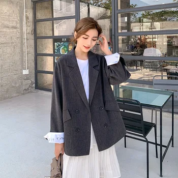 

2020 New Style Spring and Autumn Korean-style CHIC Suit Jacket Women Fashion Casual Versitile Fashion Double Breasted Suit Tops