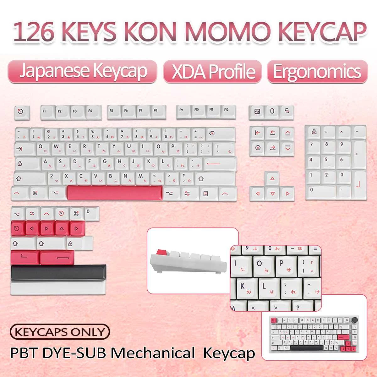 126 Key Kon Momo Japanese Keycap Set Pbt Dyesub Mechanical Keycaps
