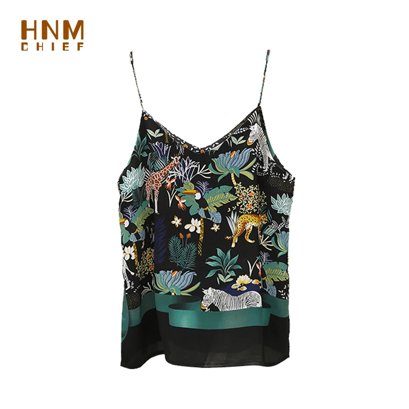 HNMCHIEF Brown Sleep Tops Slim Strappy Tank Top Sleepwear New Female Jungle Print Silk Vest Casual Women Comfy Camisole Clubwear sleepwear lingerie