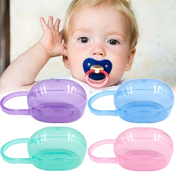 

4 Colors Portable Non-slip Handle Dustproof Baby Solid Color Pacifier Box Nipple Shield Storage Case Soother Container Holder