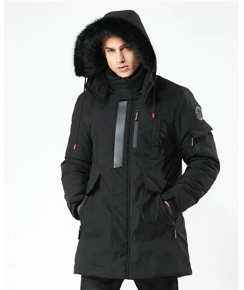 Nice Winter Coat Men Windbreaker Fur Hooded Thicken Jacket Men Streetwear Military Trench Coats Long Parka Jaqueta Masculina
