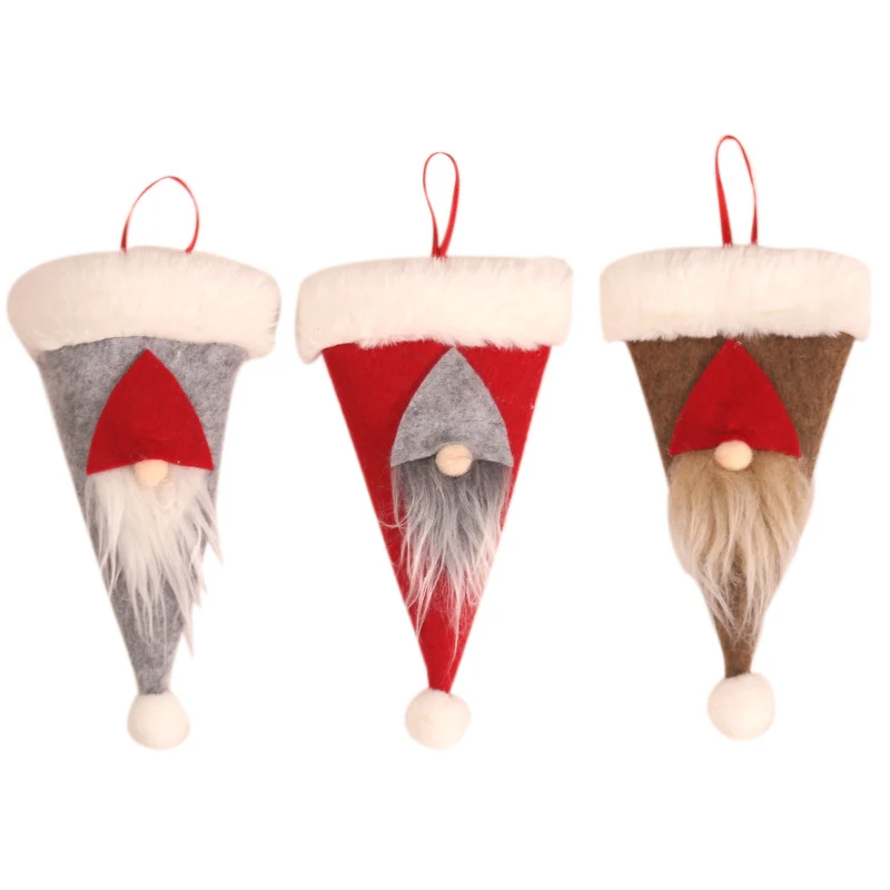 4pcs Cartoon Santa Swedish Gnome Cap Christmas Knife Fork Spoon Bags Covers Hotel Home Kitchen New Year Party Dinner Table Decor