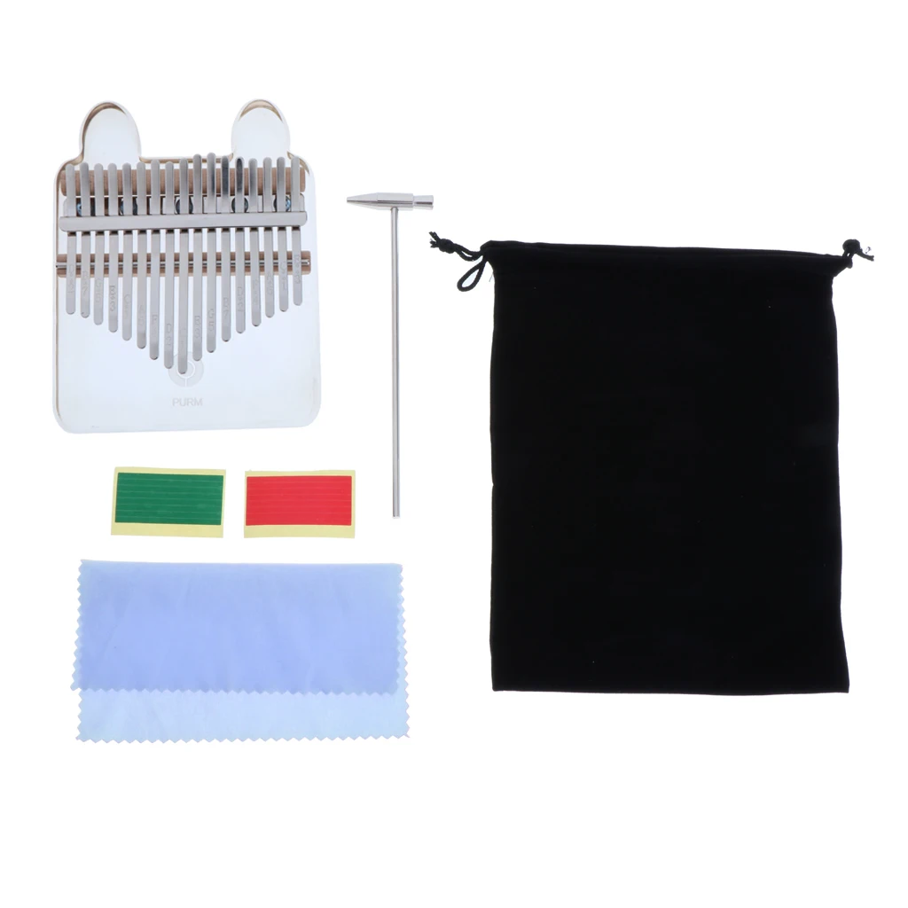 17 Key Kalimba Clear Thumb Piano Gift Transparent Acrylic Musical Instrument w/ Bag Hammer Cute Lovely Animals Cat Bear Rabbit 
