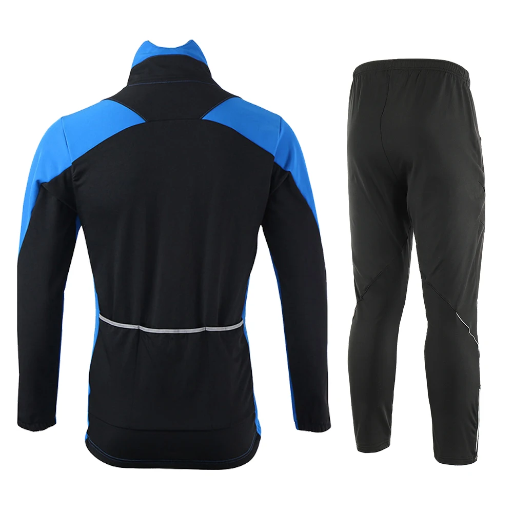 ARSUXEO Men Cycling Jacket Set Windbreak Waterproof Thermal Sportswear Bicycle Pants Trousers Bike Suits Clothing Motorcycle