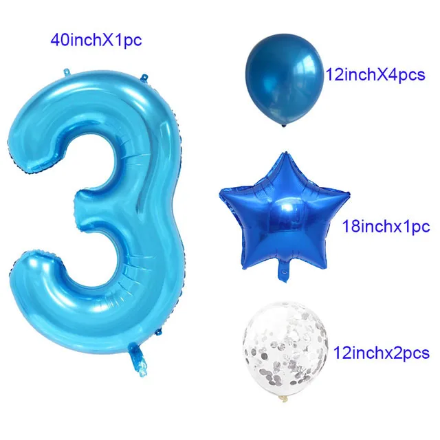 Воздушный шар на 1 день рождения, 1 год, с цифрами, на 1, 2, 3, 4, 5, 6, 7 лет, украшение на день рождения, для маленьких мальчиков и девочек - Цвет: Same as picture