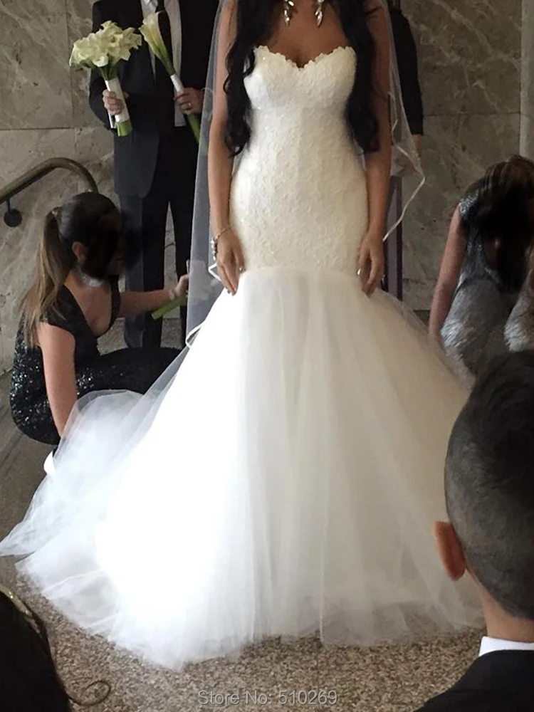 

Fit And Flare Sweetheart Low Back Tulle Lace Bridal Gown Wedding Dresses Robe De Mariage Custom Size Vestido De Noiva