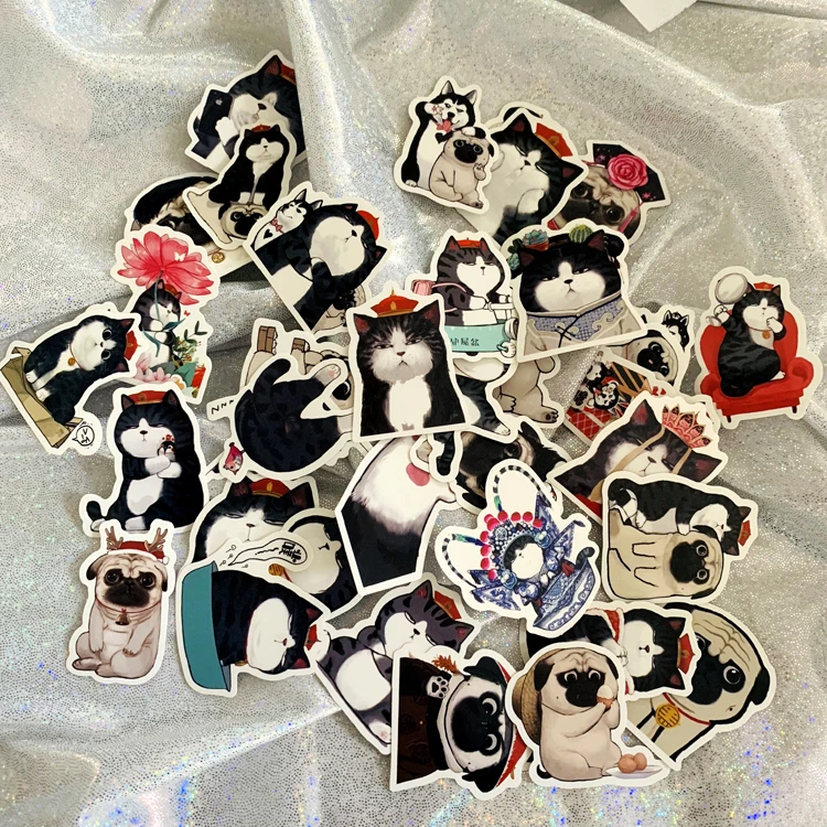 40 шт. забавная кошка и собака наклейка на мешок для рюкзака ПВХ скейтборд