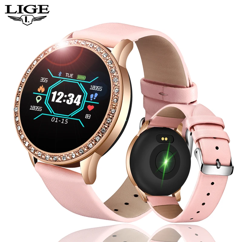 LIGE, женские умные часы, для женщин, кровяное давление, пульсометр, фитнес-трекер, спортивный смарт-браслет, будильник, напоминание, умные часы