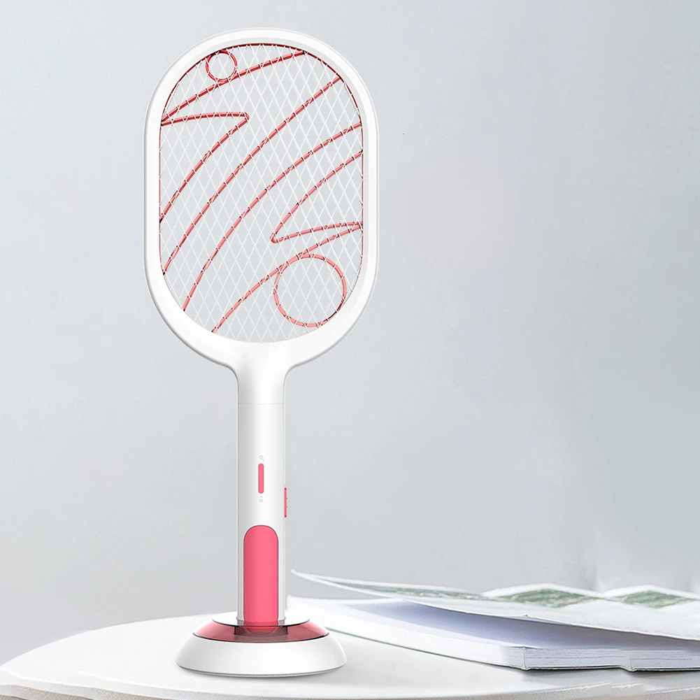 Electric Mosquito Swatter 2 Modes 1200mAh USB Rechargeable Home Fly Bug Zapper Racket Inserts Killer Pest Control Products