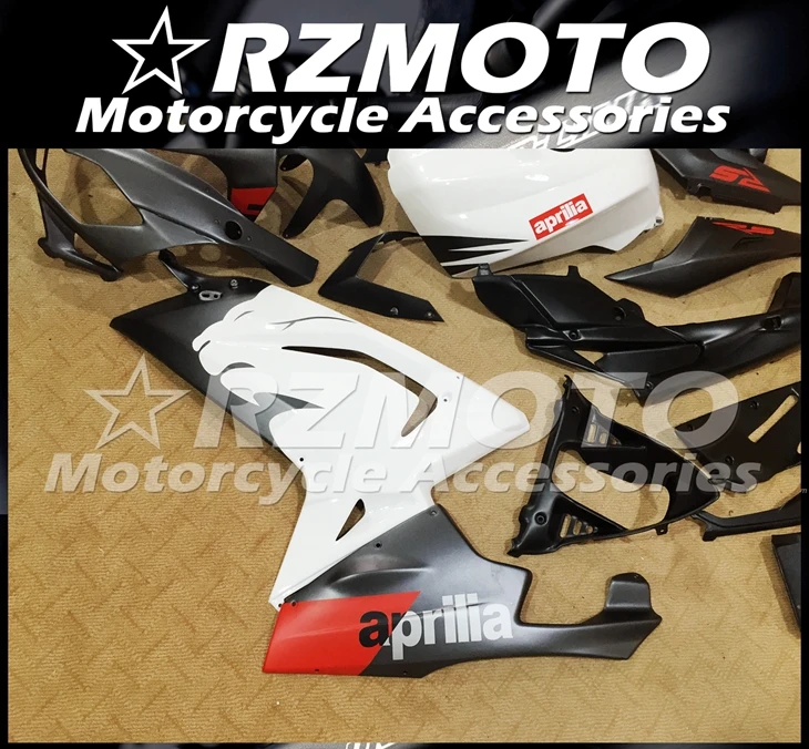Инъекций ABS Полный обтекатели Наборы подходит для Aprilia RS125 2006 2007 2008 2009 2010 2011 06 07 08 09 10 11 Боди Комплект белого и черного цвета