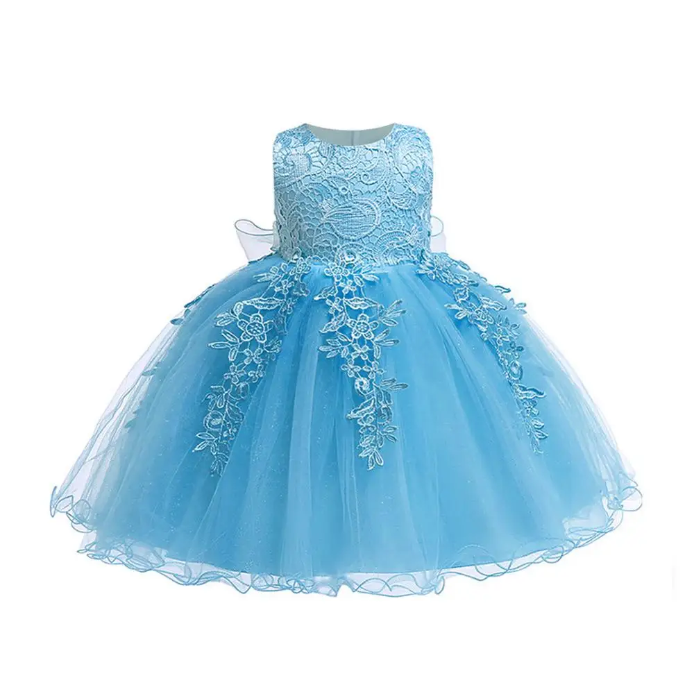 Light Blue Vestido infantil/Детское платье для девочек; Рождественская Одежда для девочек; платье принцессы для первого дня рождения, свадьбы; одежда для детей 3, 6, 9 месяцев - Цвет: Light Blue