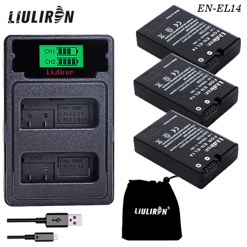 EN-EL14 RU EL14 EL14A Перезаряжаемые Li-Ion Батарея+ светодиодный USB двойной Зарядное устройство для Nikon ENEL14 d5300 d5200 d5100 d3100 d3200 P710