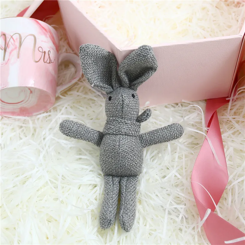 Jane Z Ann новорожденный реквизит для фотосессии Милая вязаная ручная работа кролик кукла животное Фото аксессуары подарок для ребенка - Цвет: Linen gray