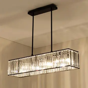 

HAIXIANGLED Crystal Ceiling Lamp Rectangle Chandelier for Dining Room Long Table Light