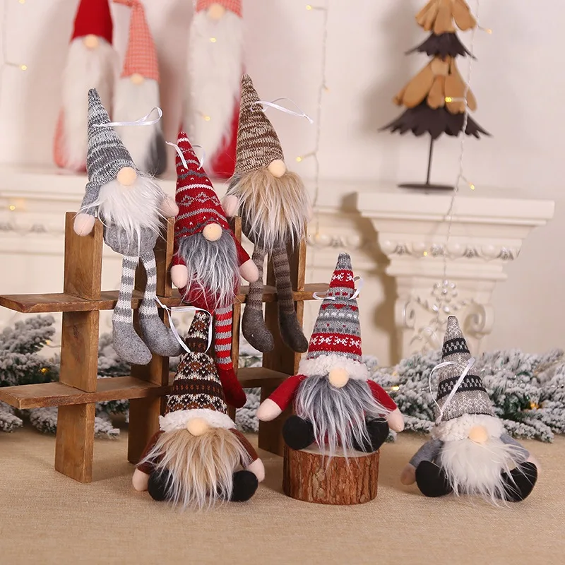 Cute Santa Dwarf Nordic Gnomes With Snowflack Hats Xmas Home Ornaments KV