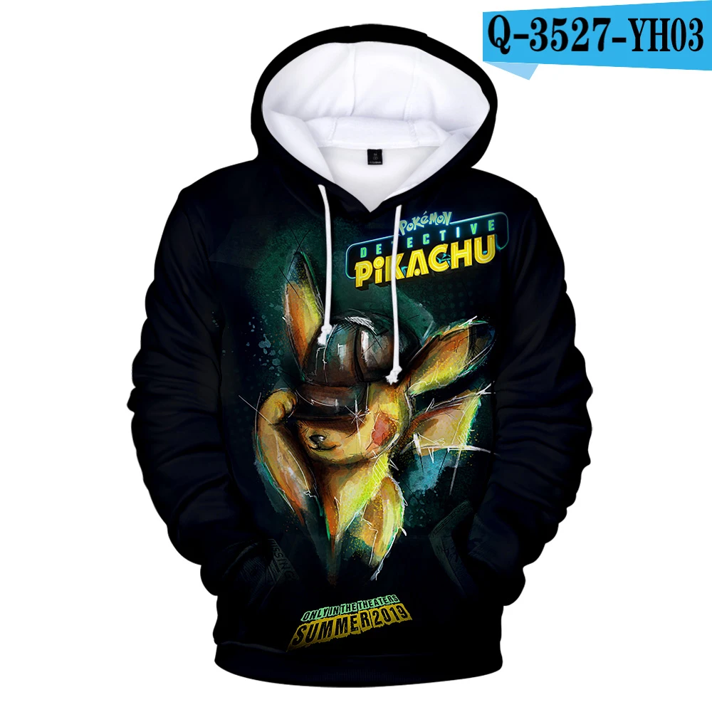 New Pokemon Detective Pikachu 3D Hoodies Men/women Fashion yellow children Warm Harajkuku 3D Print pikachu boys/girls Kids Hoody - Цвет: 3D