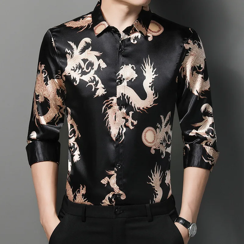 

Business Casual Wash And Wear Fashion Print Long Sleeve Shirt Men Spring 2022 New Quality Soft Smooth Luxury Chemise Homme M-3XL