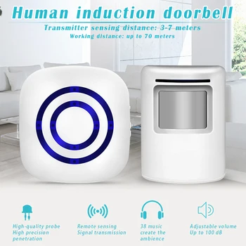 

Infrared Sensor Doorbell Long Distance Volume Adjustable for Home Shop Convenience Store L9