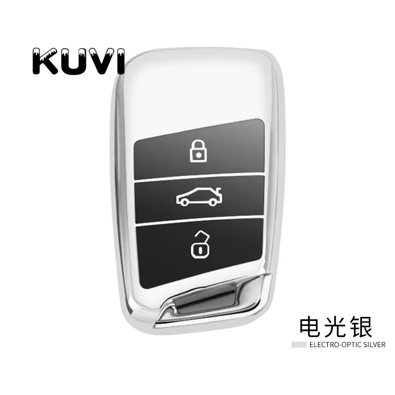 Серебристый ТПУ чехол для ключей чехол для Volkswagen VW Passat B8 Skoda Superb A7 автомобильные аксессуары Стайлинг - Название цвета: Серебристый
