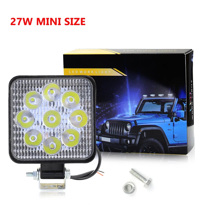 

Motorcycle Front Lights 27W Mini 12V 24V Car Truck LED Car work light Bar Off-Road Driving Fog Lamp Spot Bike light bulb scooter