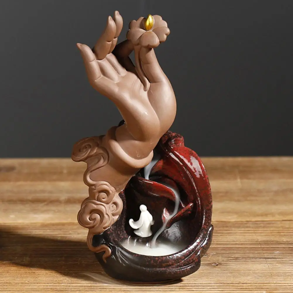 Protable Backflow Buddha Lotus Incense Burners Censer Cones Stick Holder Home Decoration incese burners draak in Action Figure