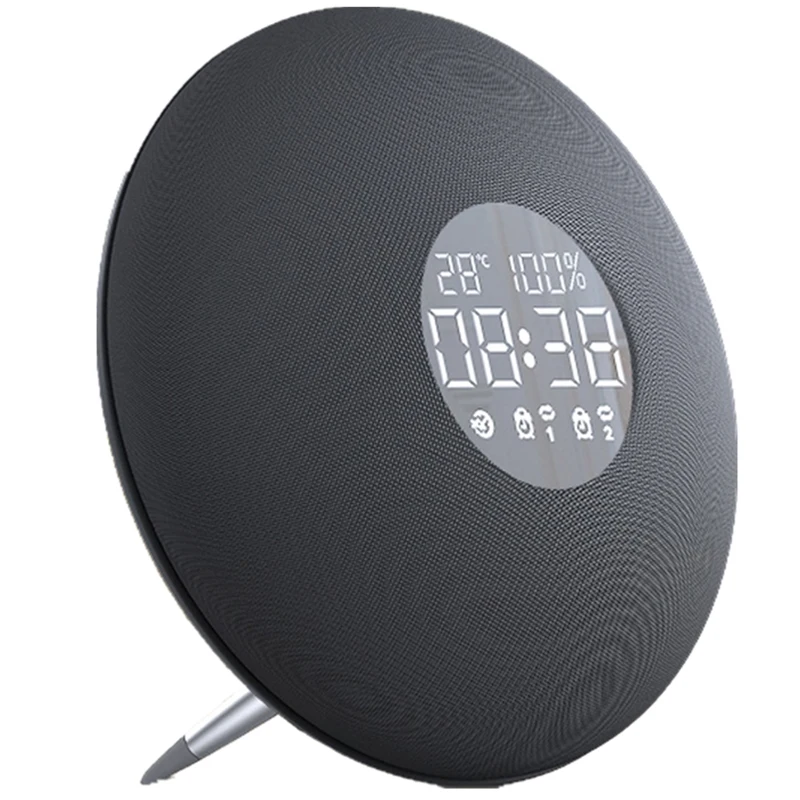 AMS-Alarm Clock with Fm Radio 10W 3600Mah Wireless Bluetooth Speaker Aux Tf Music Player Real-Time Ambient Temperature Display