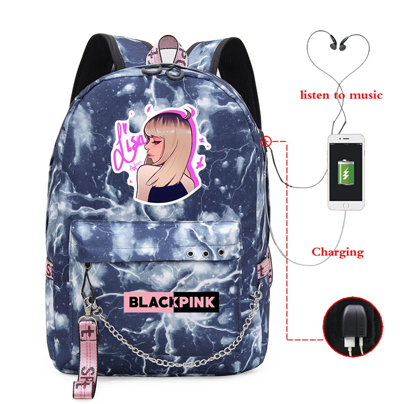 Usb Charging Girls Backpacks Bag Blackpink Backpack Girls School Backpacks Women New Pattern Laptop Bags Students Book Rucksack - Цвет: Girls Backpacks 6
