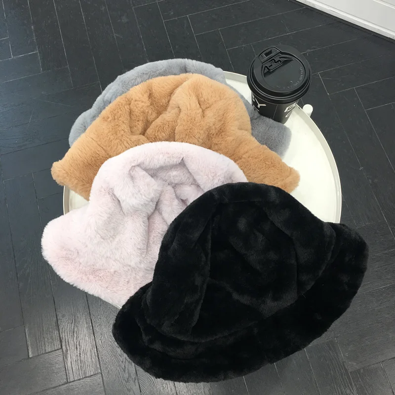 MoneRffi,, зимняя флисовая шапка, меховая, толстая, теплая, Панама, шапки, повседневные, одноцветные, плоский верх, пушистый головной убор, шапка, женская шапка, Gorras