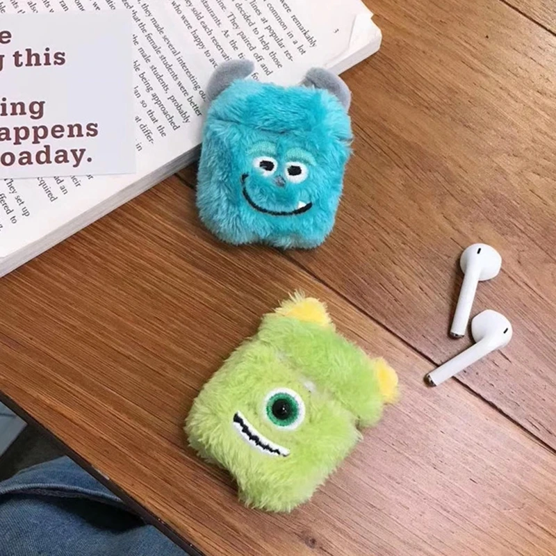 Защитный чехол из мультфильма из мягкого плюша для AirPods, силиконовый чехол для наушников с Bluetooth для Apple AirPods, чехол для зарядного устройства