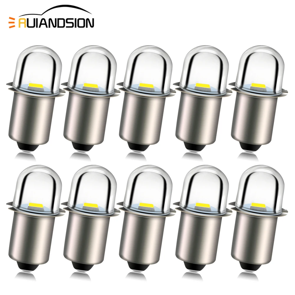 

RUIANDSION 10X 2835SMD P13.5S PR2 E10 Flashlight Replace Energy Efficient Bulb Work Lamp AC3V 4.5V 6V 12V 18V 6000K LED Nonpolar