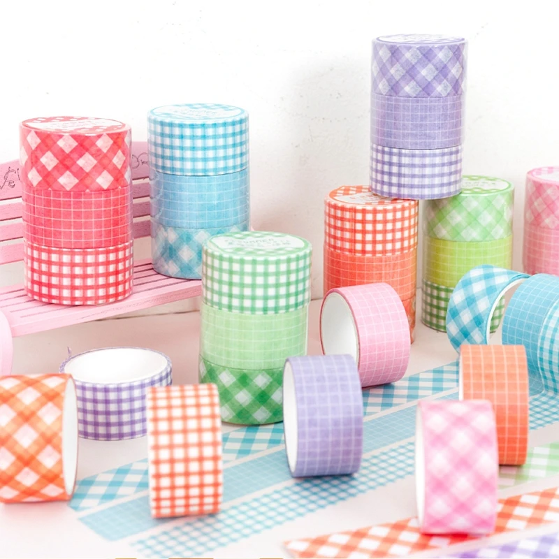 

Colour Grid Washi Tape Set Cute Adhesive Tape DIY Decoration Sticker Scrapbooking Diary Masking Tape Stationery Supply 3Pcs/lot