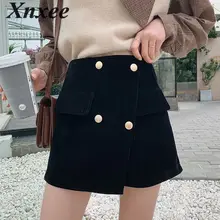 Милая Асимметричная Женская юбка, женские осенние и зимние короткие мини-штаны, Женская юбка для офиса, брендовая ретро-юбка