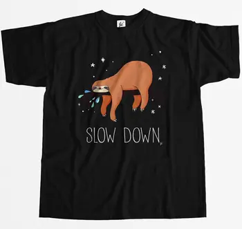 

Slow Down Sloth Sleeping In Tree At Night Mens T-Shirt
