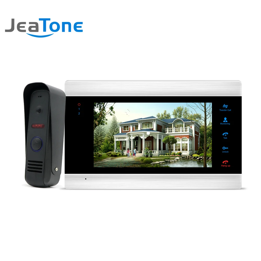 JeaTone 7 ''TFT lcd Проводной видео-телефон двери визуальный видеодомофон спикерфон домофон система с водонепроницаемой наружной ИК-камерой