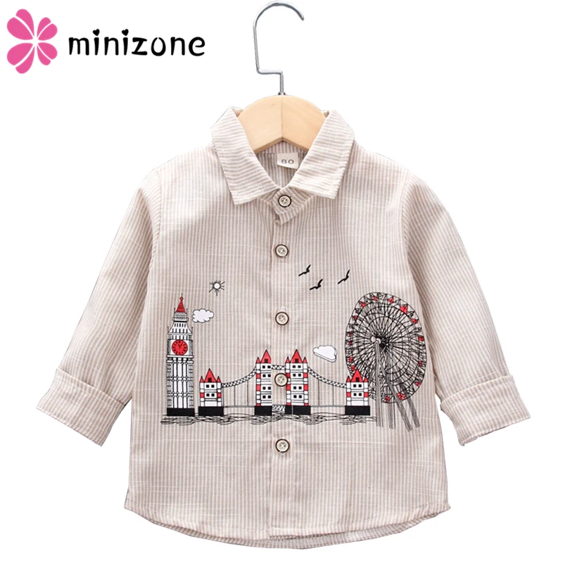 Детская хлопковая рубашка с длинным рукавом на возраст 12 мес./7 лет|Рубашки| |