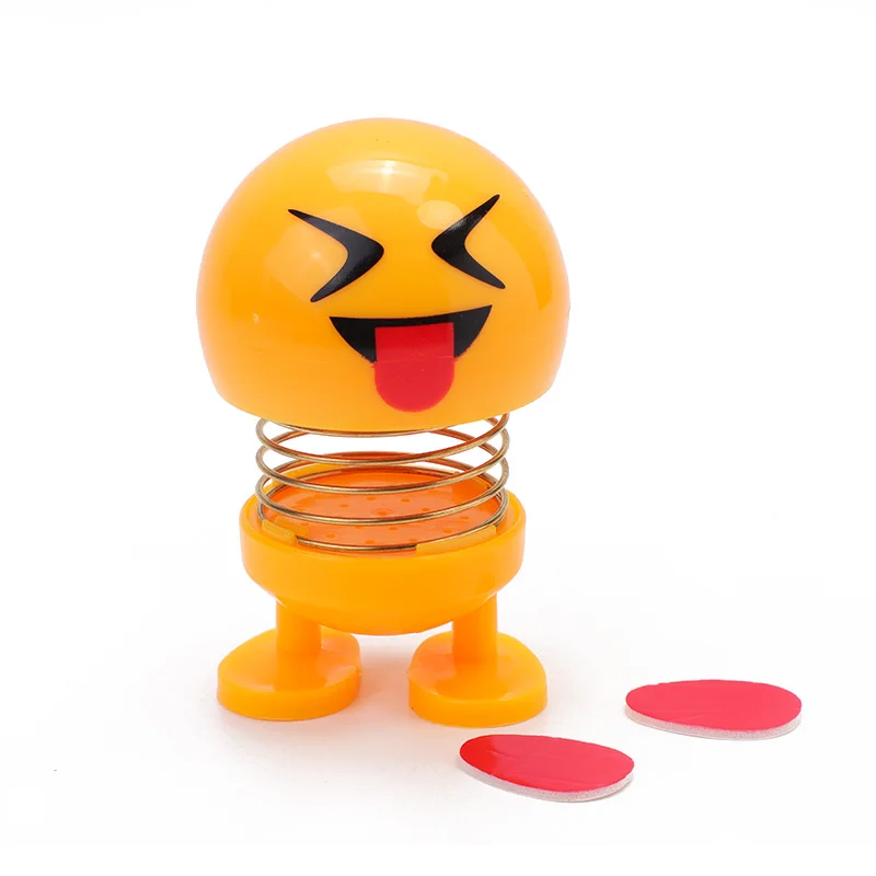 New shaking head toy car accessories doll cute cartoon funny expression shaking head robot cute car dashboard decoration car