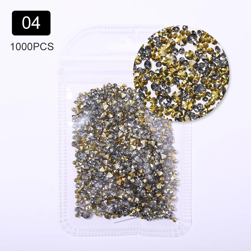 4 1000PCS AB Micro Rhinestones Nail Crystals Mixed Color Flat Bottom Nail Art Decorations 3D Charms Nail Accessories - Цвет: 4