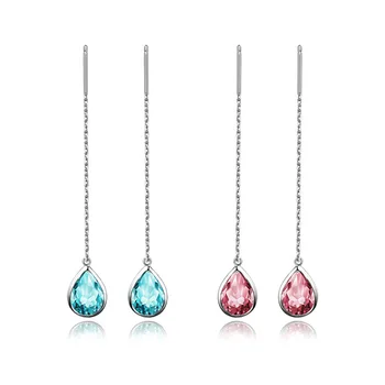 

Korean S925 Silver Drop Earrings Long Tassel Gorgeous Waterdrop Dangle Earrings 2019 Fashion Statement Jewelry
